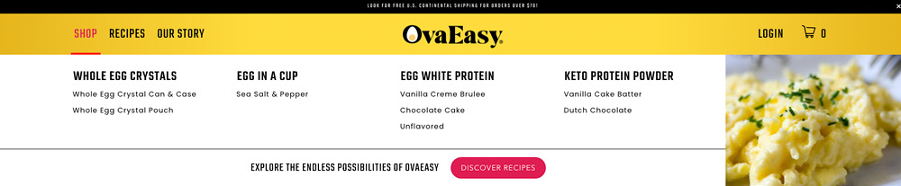 ovaeasy is an example of good website navigation because it makes it easy to shop.